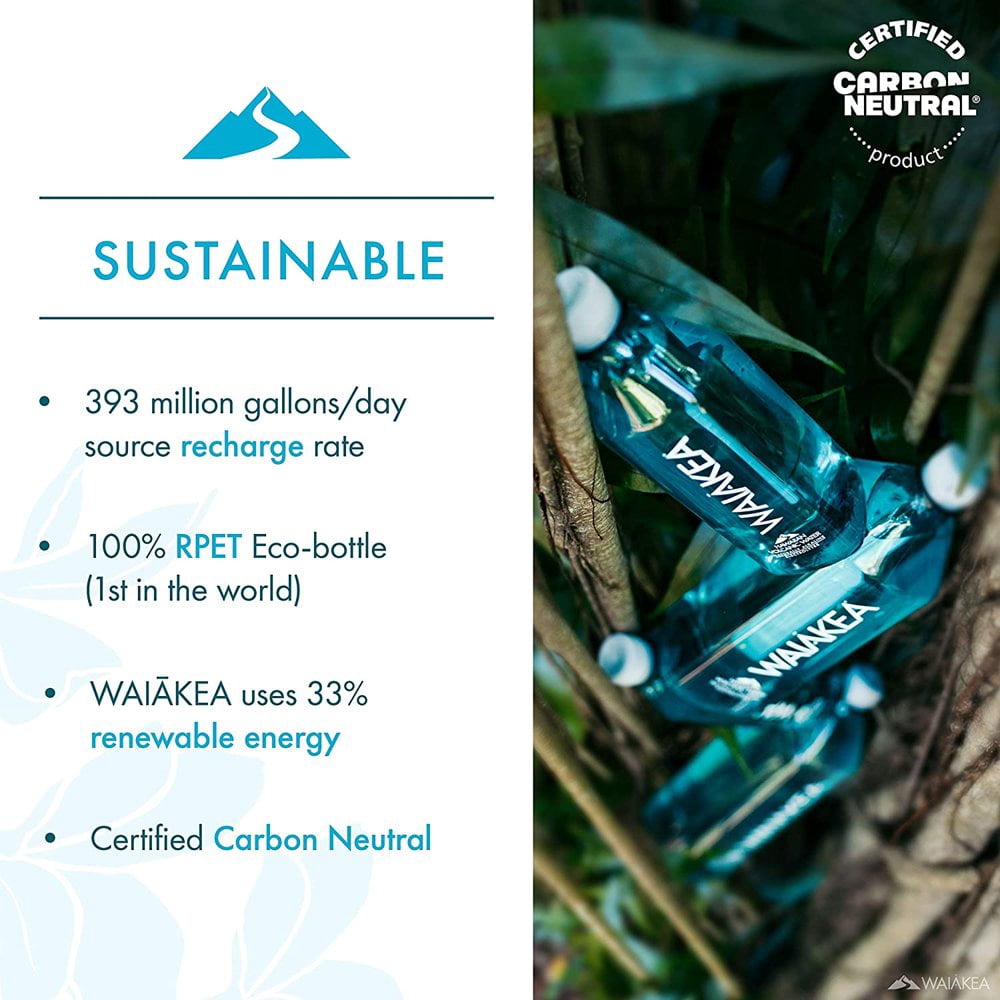 Waiakea Hawaiian Volcanic Water, Naturally Alkaline, 100% Upcycled Bottle, 1L Bottles (Pack of 12)