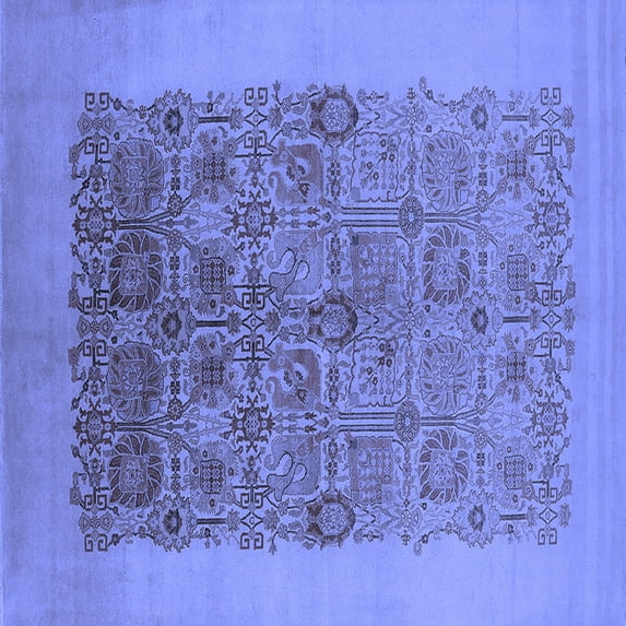 Ahgly Company Machine Washable Indoor Square Oriental Blue Industrial Area Rugs, 3' Square