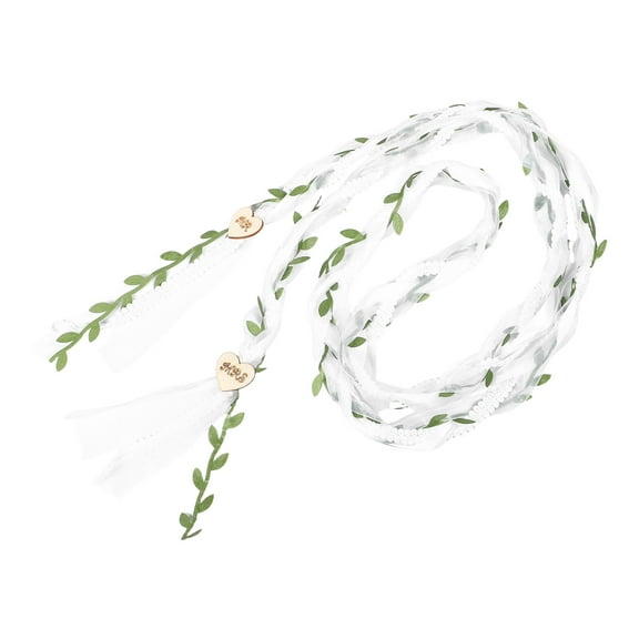 LOLIPPYY Elegant White Handfasting Cord Wedding Lasso Rope for Unity Ceremony, Cloth and Wood Material, 190cm Length