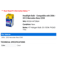 thumbnail image 2 of Headlight Bulb - Compatible with 2006 - 2012 Mercedes-Benz E350 2007 2008 2009 2010 2011, 2 of 2