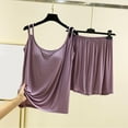 thumbnail image 2 of cfhntfmh Womens Pajama Sets 2 Piece Pjs Sleepwear Sets Soft Sleeveless Double Spaghetti Strap Camisole Loose Short Pants with Pad, 2 of 4