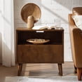 thumbnail image 7 of Wood End Table 2 Pieces with Drawer Open Shelf Charging Station Modern Table Living Room Walnut, 7 of 7