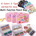 thumbnail image 1 of 52 Holes Canvas Pencil Case Cute Owl Colorful Large Capacity Pencil Bag (Pink), 1 of 8