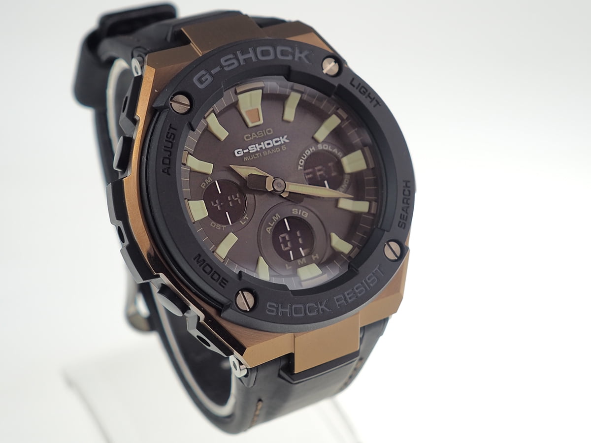 Casio G-Steel Black Tough Leather Strap Watch GST-W120L-1A