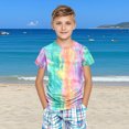 thumbnail image 5 of MKOSPLRT 3-14 Years Short Sleeve Shirts for Kids Tie Dye Girls Tops Crew Neck Boys T-Shirts Funny Color Block Tees Gifts for Kid, 5 of 9