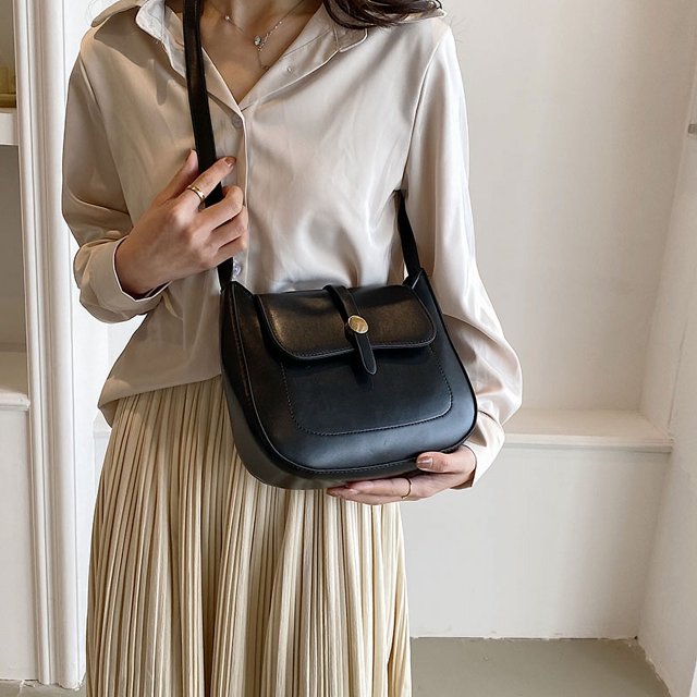 Bolso bandolera informal para mujer, bolso bandolera diario con correa ajustable de cuero PU de Color sólido