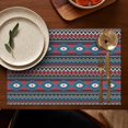 thumbnail image 4 of Ethnic Boho Floral Flax Placemats Set of 6, 12x18 Inch Rustic Tribal Folk Style Table Mats, Washable Colorful Vintage Decor for Earthy Kitchen or Hippie Dining Room, 4 of 5