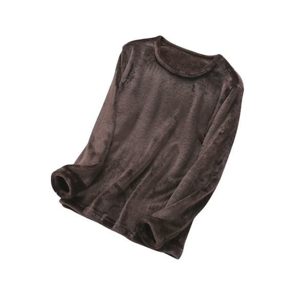 Women's Fleece Pajamas Tops Long Sleeve Plush Thermal Pullover Winter Warm Crewneck Shirts Soft Fuzzy Loungewear