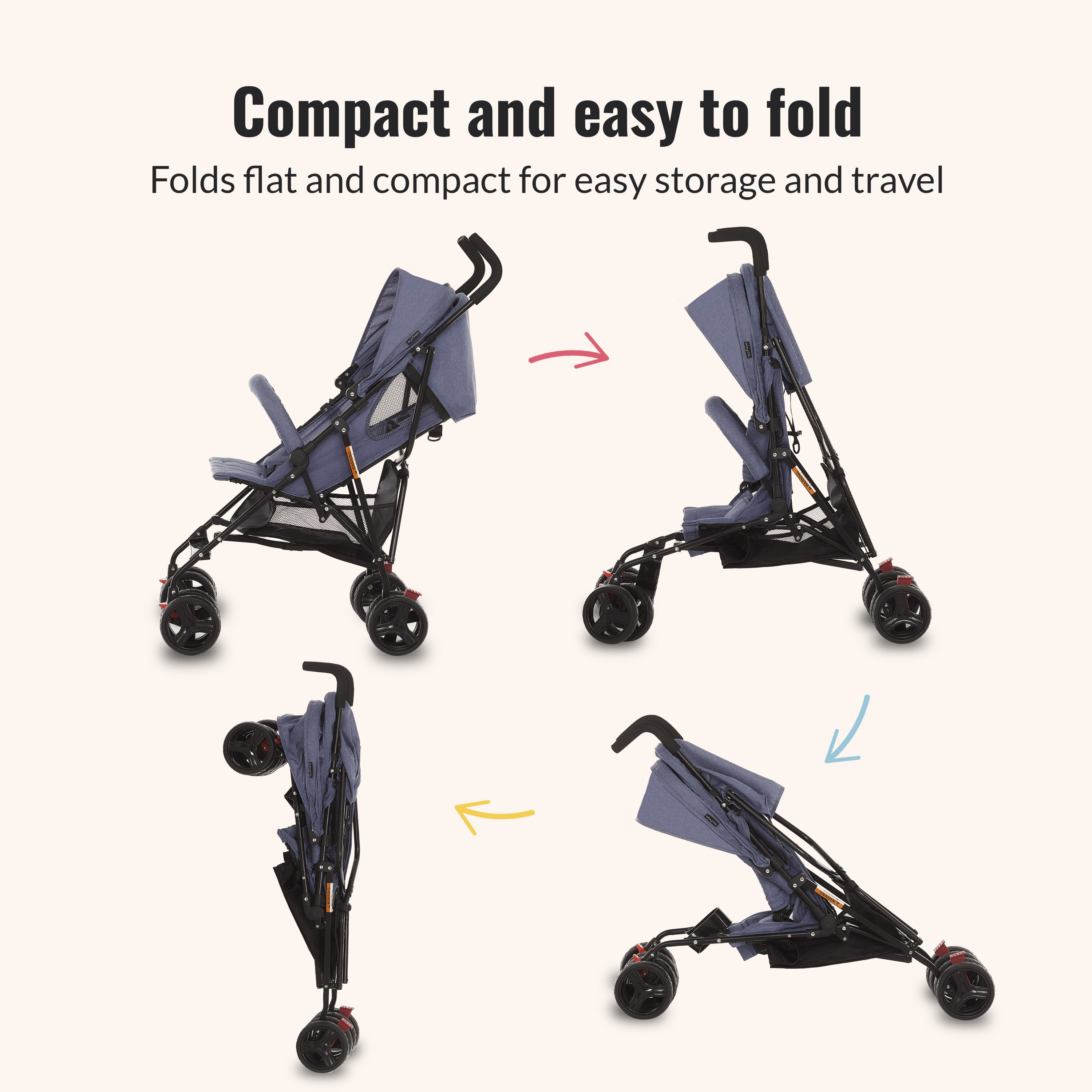 Dream On Me, Vista Moonwalk Stroller Light Weight Infant Stroller with Compact Fold Multi-Position Recline Canopy with Sun Visor Perfect for Traveling Theme Parks, Blue