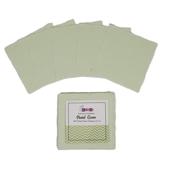 Soimoi 40 Pcs 10 x 10 inches Solid Quilting Fabric Bundles Precut, DIY Cotton Fabric Squares, Solid Layer Cakes Patchwork Materials for Crafts, Charm Squares for Quilts, Sewing - Pastel Green