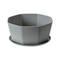 HANXIULIN 6'' Round Gray Plastic Plant Pot with Drainage Holes