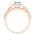 thumbnail image 4 of Clara Pucci 14K Rose Gold Emerald Cut 1.5Ct Simulated Blue Diamond Engagement Ring + Matching Band - Luxury Box Included, 4 of 7