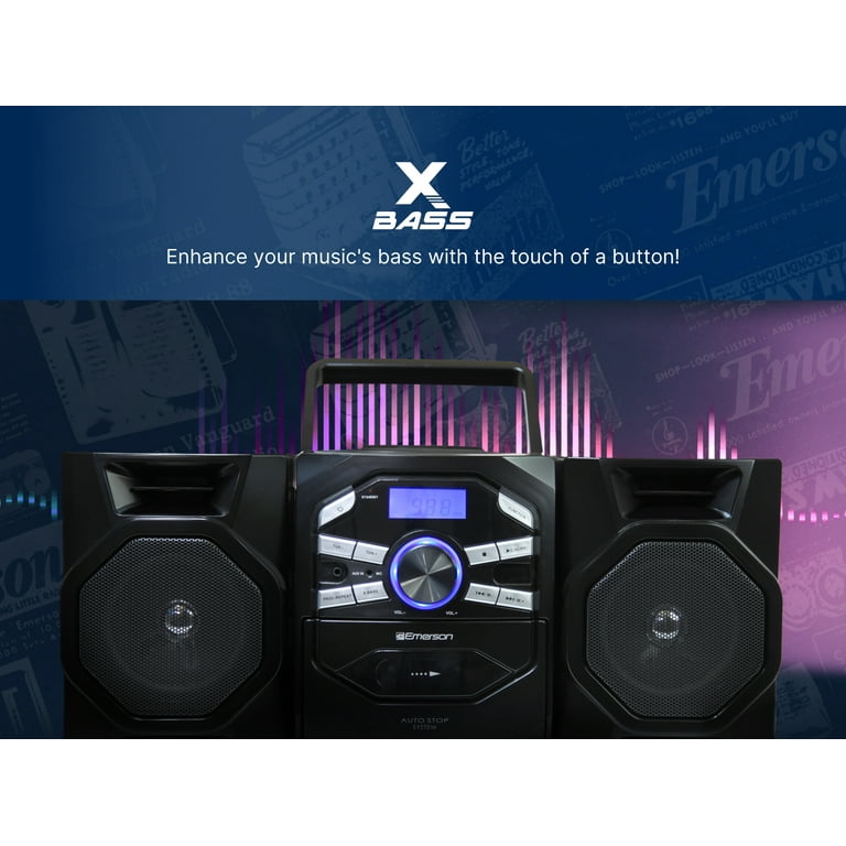 Emerson Portable CD & Cassette Player, Compact Stereo Boombox with