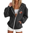 thumbnail image 6 of Gsakboxl Sweatshirt for Women Football Embroidery Full Zip Up Long Sleeve Hooded Sweatshirt, Casual Outer Hood Jacket For Football Lovers Fall Daily Wear, 6 of 8