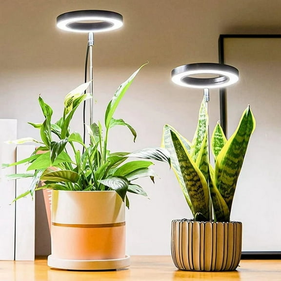 LED Plant Growth Lamp Ring Dimming Timing Adjustable Retractable Height Full Spectrum Imitation Sunlight Growth White
