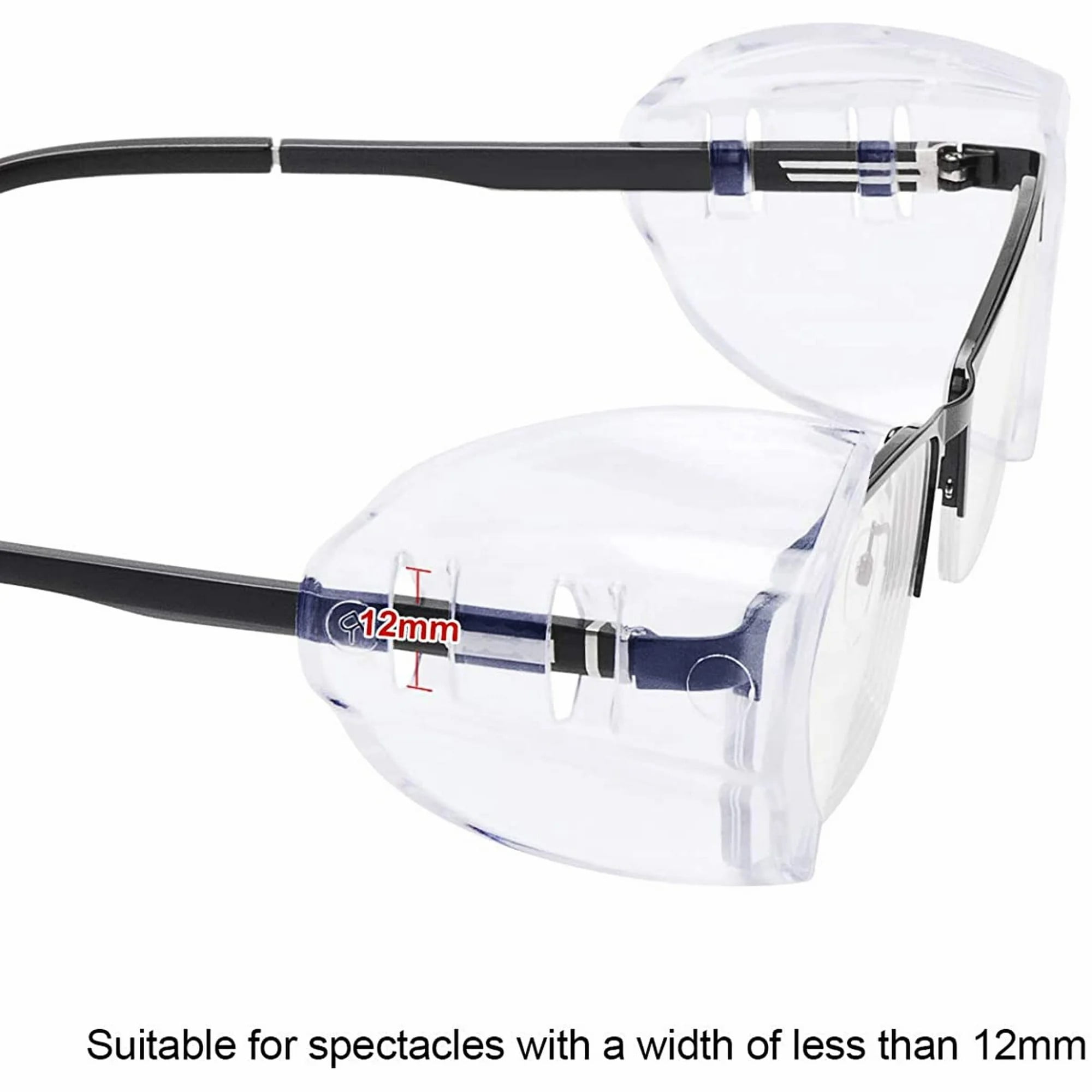 Safety Glasses Side Shields for Prescription Glasses, Slip on Clear Eye Glasses, Fits Small to Large Eyeglasses