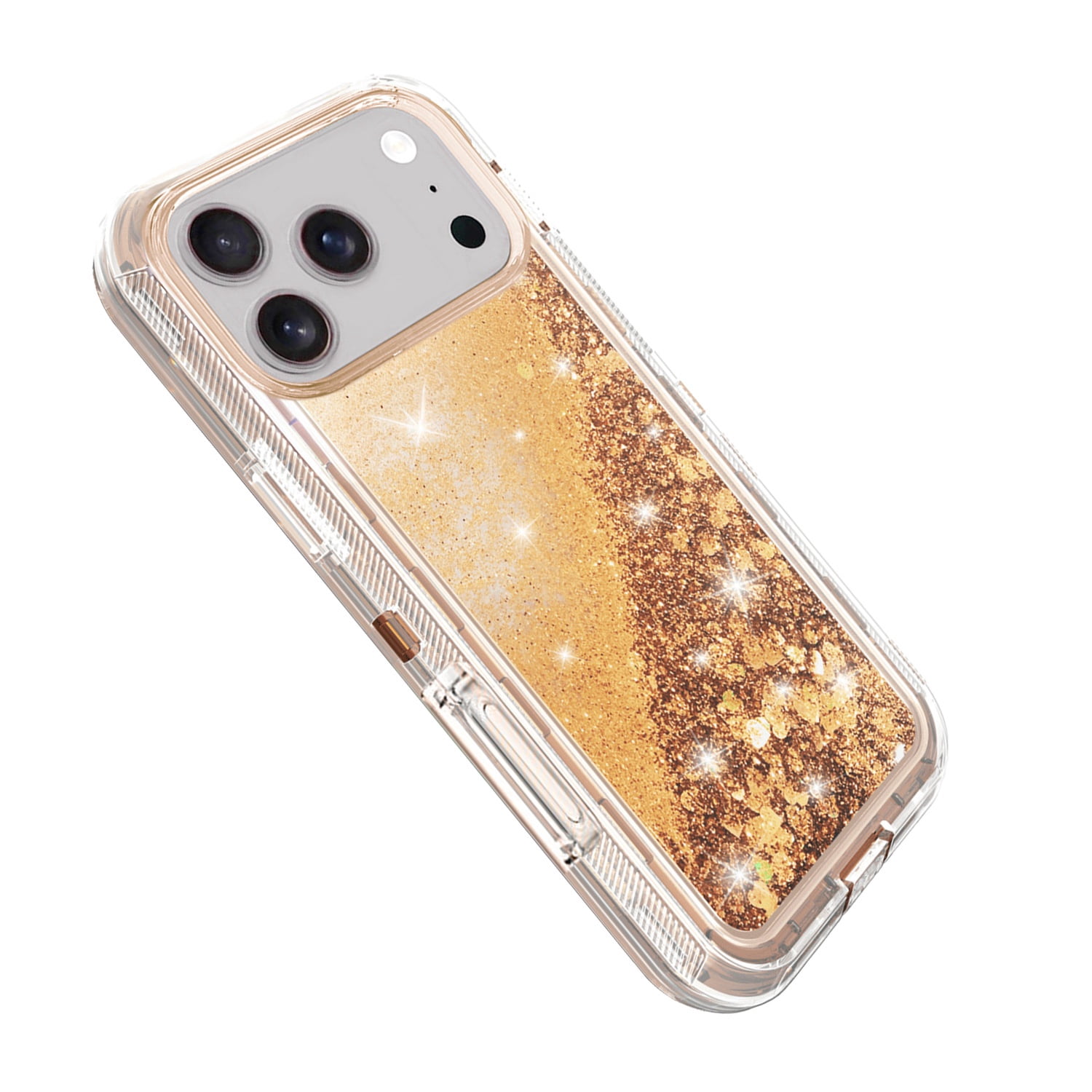 Crystal Glitter Floating Liquid Case for iPhone 17 Pro Max - Rose Gold
