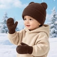 thumbnail image 5 of 6-36 Months Kids Winter Beanie Hat and Mitten Set, Cute Earflap Knit Cap for Boys Girls, 5 of 8