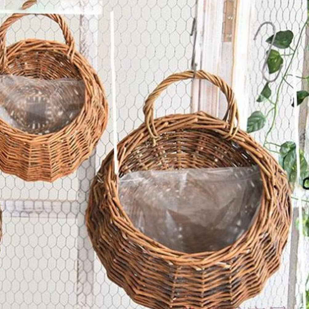 ABCISI Woven Hanging Basket, Rattan Flower Basket Hanging Planters: 2PCS Rustic Flower Pot Wall Hanging Plant Containers, Woven Storage Baskets Flower Holder for Decor Hanging Planters