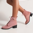thumbnail image 3 of B91xZ Bottines à Plateforme pour Femmes Mode Semelle Crantée Talon Épais à Enfiler Bottines Élastiques, Rose 7, 3 of 4