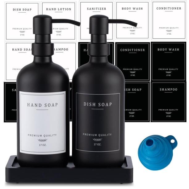 Set dispensador de jabón Eggs Sound Black Thick Glass Farmhouse