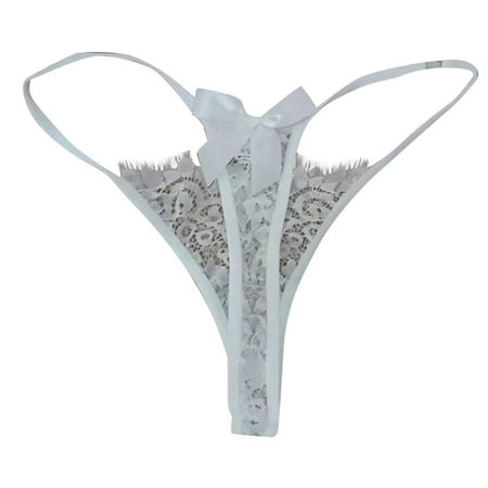Odeerbi Women s Lace G-string Thong Panties 2025 Valentine s Day Sexy Lace Underwear Lingerie Thongs Panties Ladies Hollow Out Underwear White