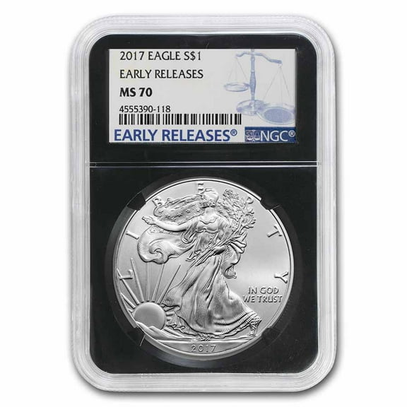 2017 American Silver Eagle MS-70 NGC (ER, Black Holder)
