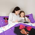 thumbnail image 4 of Castle Fairy Cute Black Girl Twin Comforter Sets 2pcs,Cartoon Dog Stars Print Bedding Set,Violet Red Orange,1 Comforter and 1 Pillowcase, 4 of 6