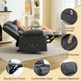 thumbnail image 2 of PU Leather  Manual Recliner Chair 35° Front & Rear Adjustable, with Heating & Massage, Side Storage Pockets & Remote Control, Ideal for Living Room & Bedroom, 2 of 7
