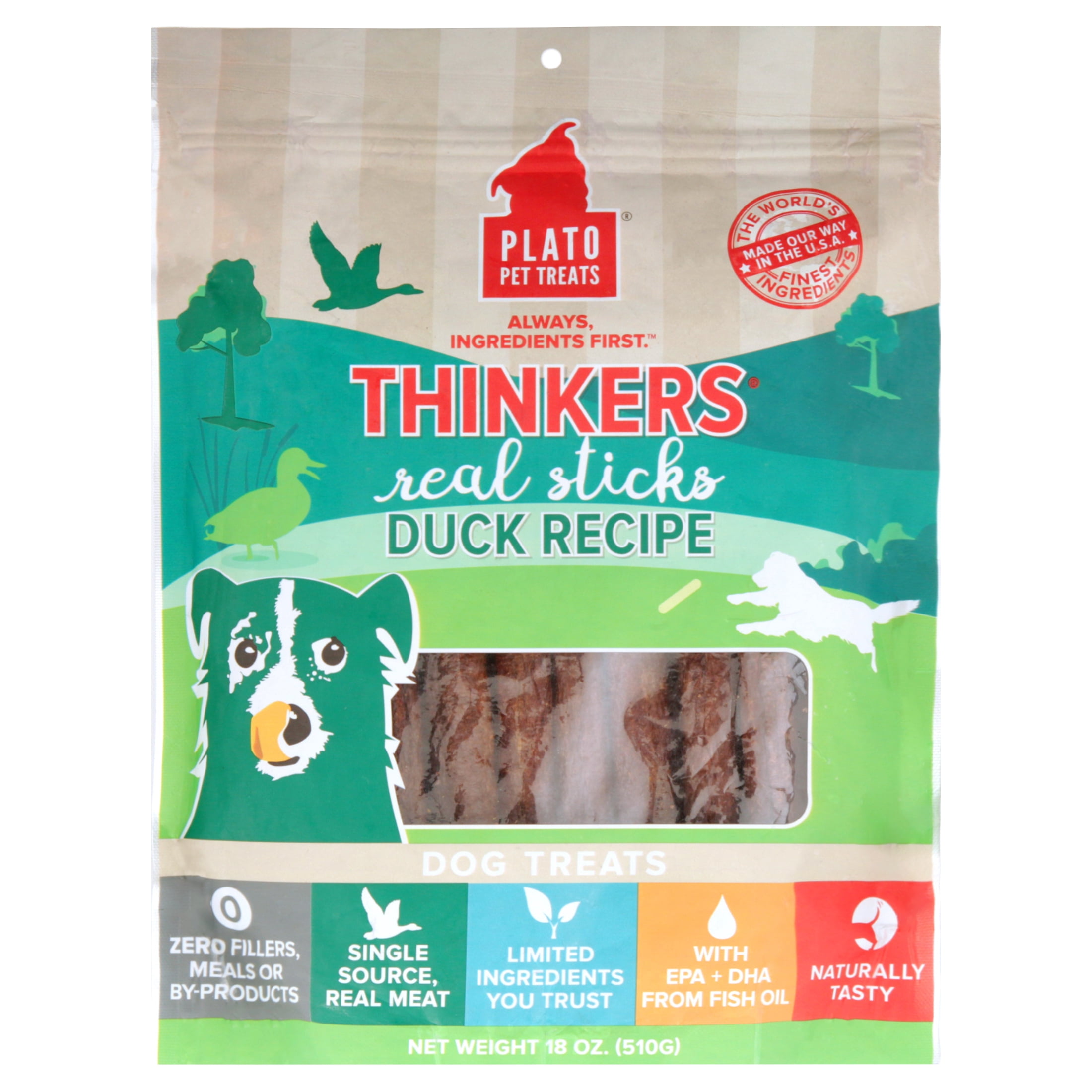 Plato Pet Treats Thinkers Duck Dog Treats, 18 Ounce