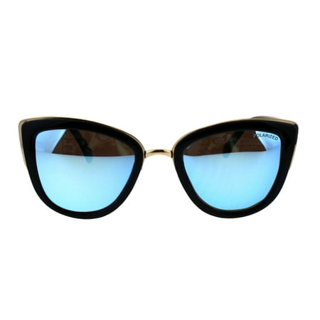 Polarized Antiglare Lens Mod Oversize Cat Eye Designer Sunglasses Black Gold Blue Mirror