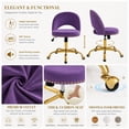 thumbnail image 4 of Ktaxon Office Desk Chair Adjustable Flannel Computer Task Chair Small Rolling Vanity Stool with Wheels for Study Make-up Dressing Room Purple, 4 of 13