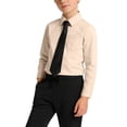 thumbnail image 2 of Long Sleeve Boys Dress Shirts, Boys Button Up Shirt Wrinkle-Free for Formal & Casual (Not Tie) Khaki 160, 2 of 7