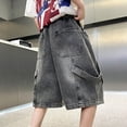 thumbnail image 4 of UACY Boys Jorts Y2k Baggy Vintage Grunge Jean Shorts Hip Hop Streetwear Denim Shorts Summer Casual Skater Jorts ﻿ (Grey, 15-16 Years), 4 of 9