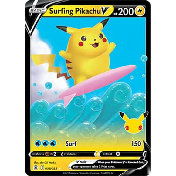 Tarjeta coleccionable Pokémon Surfing Pikachu V para el 25 aniversario