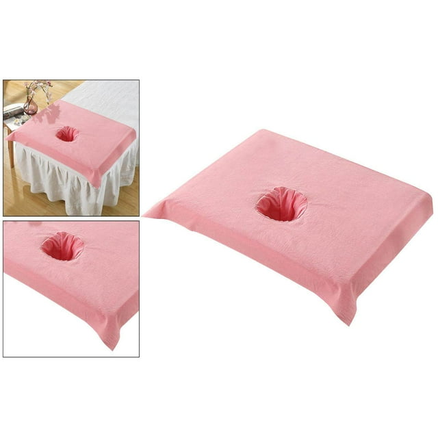 thinsony Housse de Table de SPA en Coton Demi-Table Salon de Beauté Lit Trou pour Visage Serviette Rose