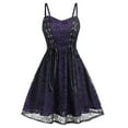 thumbnail image 1 of DYMADE Women Halloween Skull Strap Lace Splice Sexy A-line Dress, 1 of 2