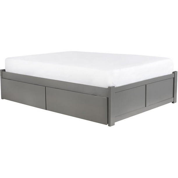 Bowery Hill Solid Wood Mates King Bed, Grey King Bed With Storage Underneath