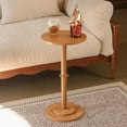 thumbnail image 2 of Drink Table, Small Side Table for Small Spaces, Modern Round End Table with Fluted Wood Leg, Brown, 2 of 7