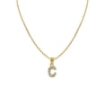 thumbnail image 1 of 14k Or Jaune Zircone Initiale Lettre « C » Pendentif avec 1.2mm Rolo Chaîne, 1 of 4