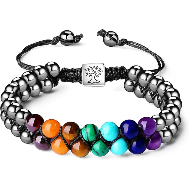 PinesC bracelet en Obsidienne Colorée Naturelle 8mm, bracelet chakra Extensible Unisexe pour Protection Multi-Cicatrisation