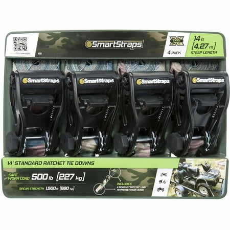 

SmartStraps 14 ft. Camoflauge RatchetX Tie Down 500 lb. Pack of 4