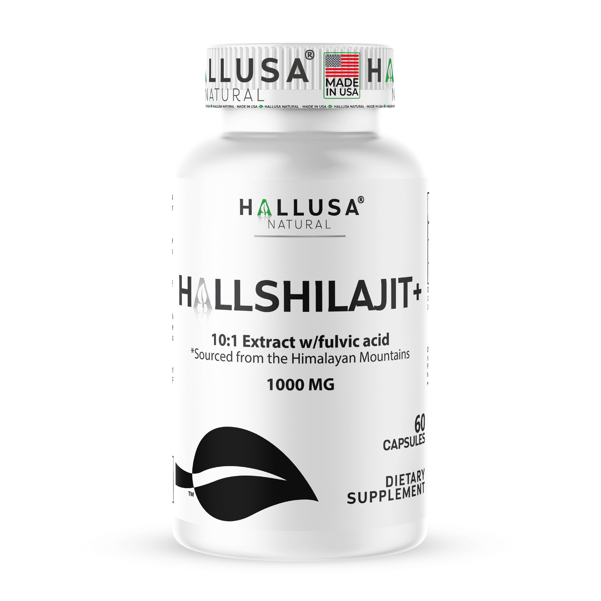 HALLUSA NATURAL Shilajit 1000mg 10:1 Extract with Fulvic Acid, Energy & Vitality Support, Non-GMO, Dietary Supplement, 60 Capsules