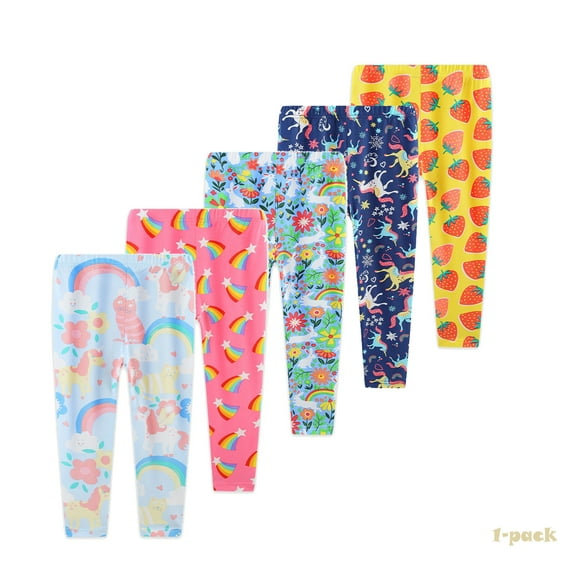 Bellafa Little Girls Leggings Toddler Kids Soft Cotton Stretchy Long Pants Cartoon Prints Girl's Tights For 2-7 Years-Unicorn