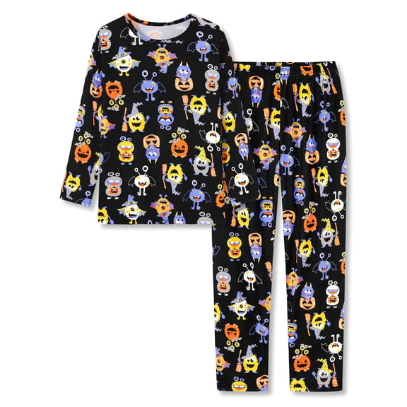 Topgal Little Boys Pajamas Black Cartoon Monster Pumpkin Sleepwear Set for Teens Big Kids 2PC PJS Size 10