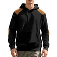 thumbnail image 4 of Momasggi Men's Color Block Plaid Jacquard Hoodies Loose Casual Long Sleeve Drawstring Hooded Sweatshirts Fashion Patchwork Pullover Tops with Pockets Black 2XL, 4 of 6