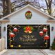 thumbnail image 1 of Fondo navideño de tela con decoración navideña de Papá Noel, pancarta para patio, puerta de garaje, tela colgante, 1 of 6