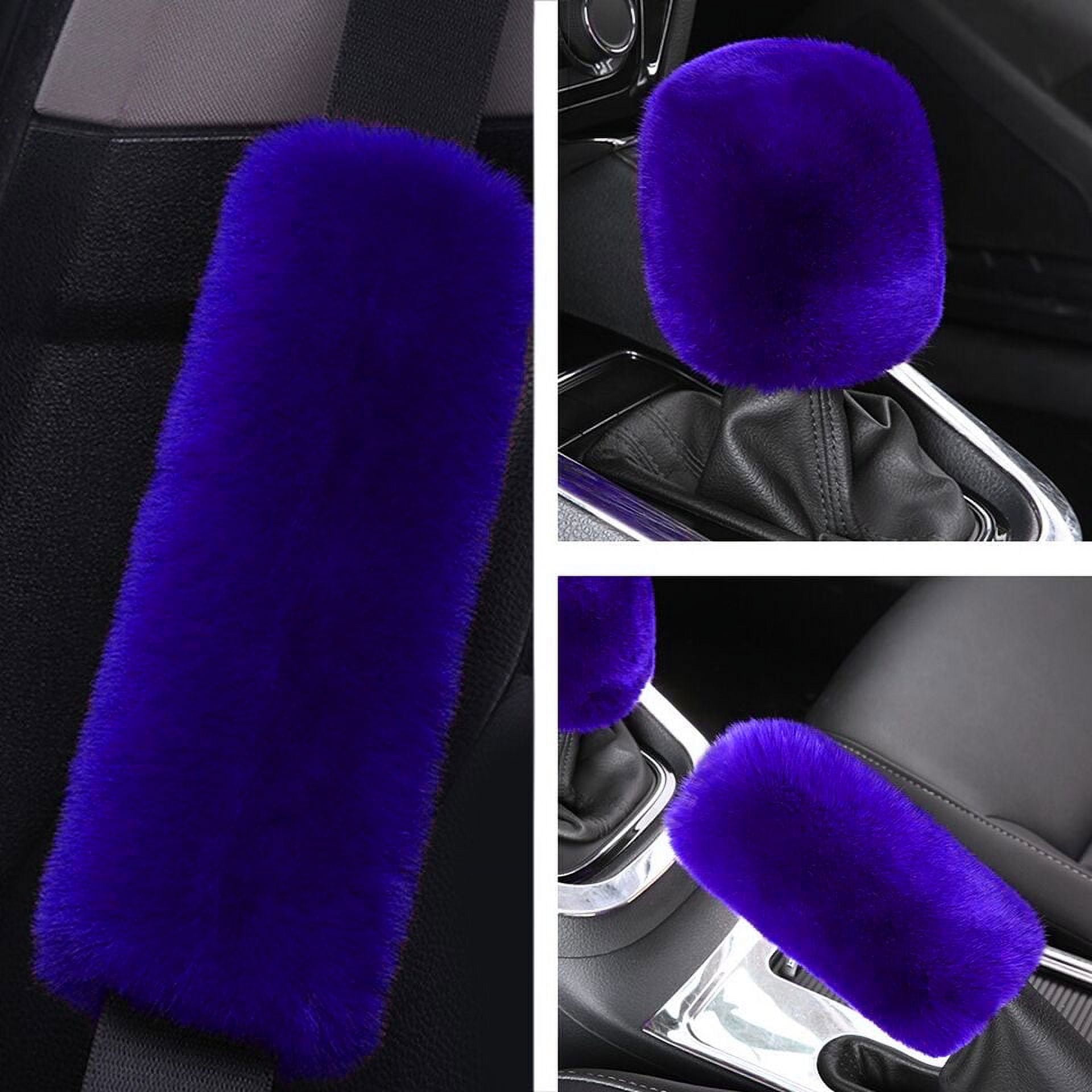 Estune 19PCS Purple Car Accessories Set Leather Car Seat Covers Steering  Wheel Cover Headrest Cover Cup Holders Center Console Pad Seat Belt Pad  Gear