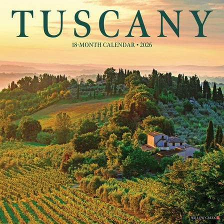 Willow Creek Press, Tuscany 2026 Wall Calendar, 12'' X 12'', 18-Month Calendar with Stapled Binding