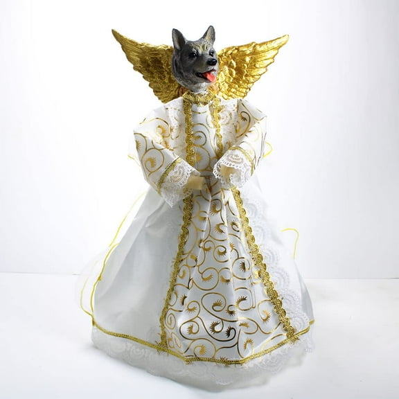 Norwegian Elkhound Angel Christmas Tree Topper